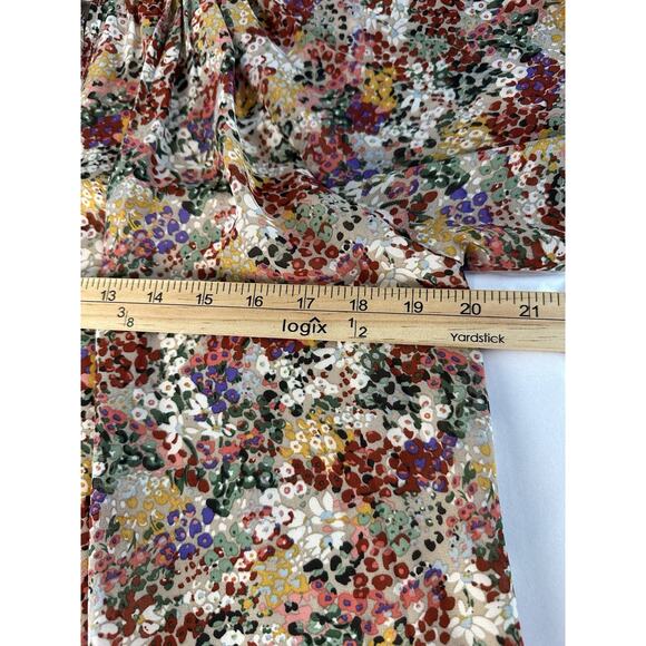 Entro Womens M Floral Top Long Sleeve Blouse Ruffle Cuffs Peasant Fall - Picture 15 of 16